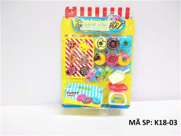 K18-03  VỈ BẾP KẸO + CÂN TÍNH TIỀN SIÊU THỊ + HỘP KẸO + KHÂY + KẸP GẮP Happy Shop K18-03, K18-04