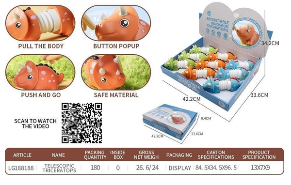 LG188188  HỘP XE KHỦNG LONG TÊ GIÁC CHÍT ỐNG NỐI 9C ĐỦ MẪU