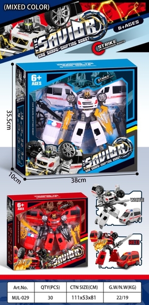 MJL-029  HỘP RÁP ROBO BIẾN HÌNH XE CỨU HỎA, CỨU THƯƠNG