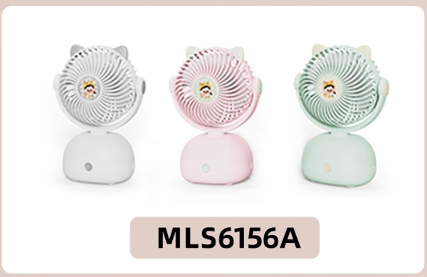 MLS6156A  HỘP QUẠT BÀN PIN TAI MÈO + SẠC USB