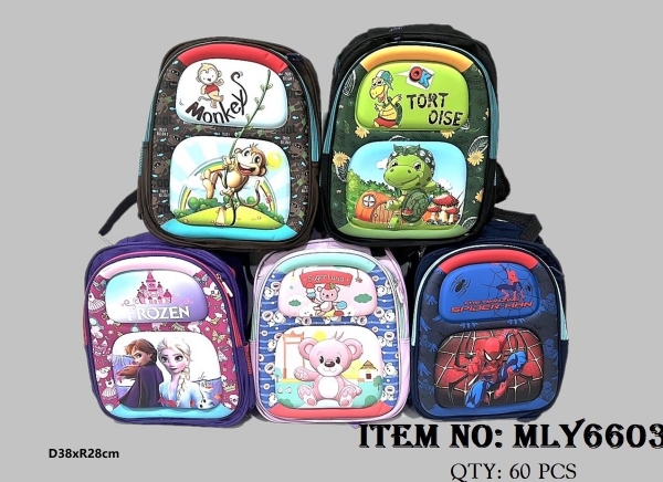 MLY6603  TÚI BALO VẢI HỌC SINH ĐỦ MẪU 34cm x 25cm (CHÓ, RÙA, KHỈ, GẤU, SN NHỆN, NGƯỜI TUYẾT)