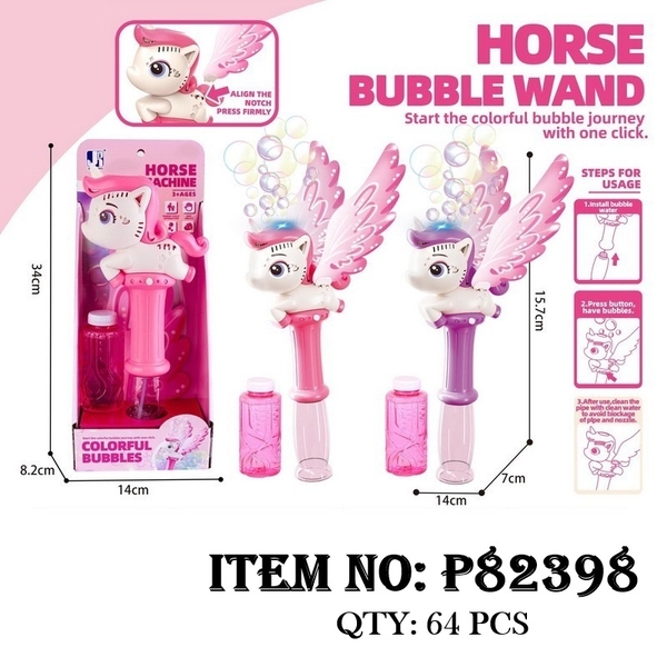 P82398  HỘP CÂY PHUN XÀ BÔNG PIN NGỰA PONY CÁNH 1 BÌNH