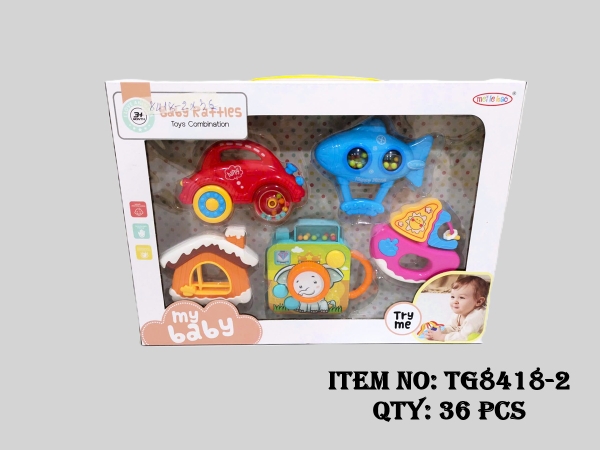 TG8418-2  HỘP LẮC TREO NÔI 5 MÓN ĐỦ MẪU (XE, NHÀ, MÁY BAY)