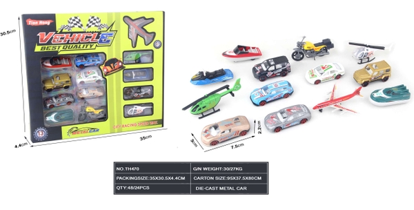 TH470  HỘP XE HƠI TRỚN 13C ĐỦ MẪU (XE HƠI, MÁY BAY, TÀU CANO)