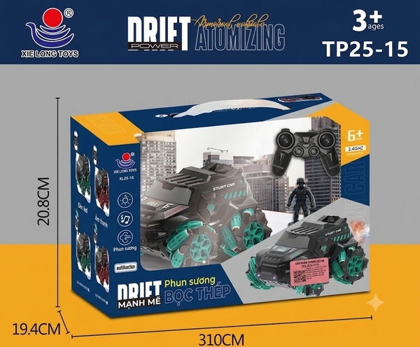 TP25-15  HỘP XE ĐỊA HÌNH CHIẾN ĐẤU ĐIỀU KHIỂN 7 ĐỘNG TÁC, CÓ SẠC, PHUN KHÓI, BÁNH XOẮN (TIẾNG VIỆT)
