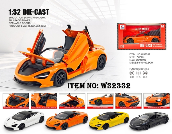 W32332  HỘP XE HƠI SẮT MÔ HÌNH PIN NÚT ĐÈN, MỞ CỬA, MỞ CỐP