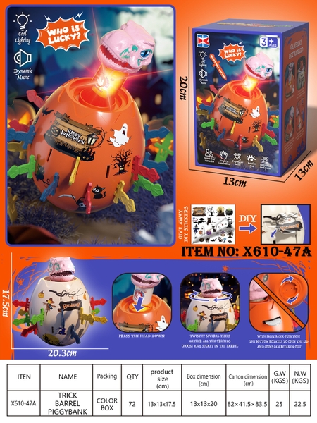 X610-47A  HỘP TRÒ CHƠI ĐÂM KHỦNG LONG PIN NHẠC ĐÈN