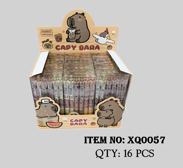 XQ0057  HỘP 12 HỘP MICA 12C BÚT VIẾT BI MÀU TÍM CAPYBARA 0.5mm