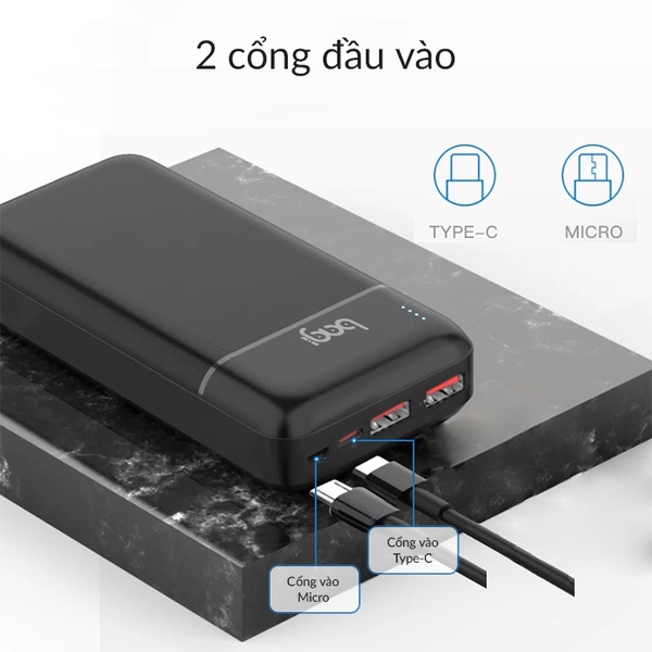 Pin sạc dự phòng nhanh Bagi 20.000mAh P20