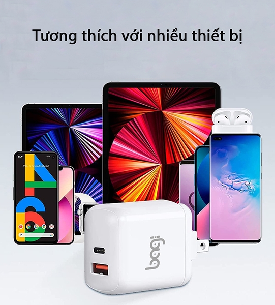 Củ sạc nhanh Bagi 30W 2 cổng USB Type-C PD30W