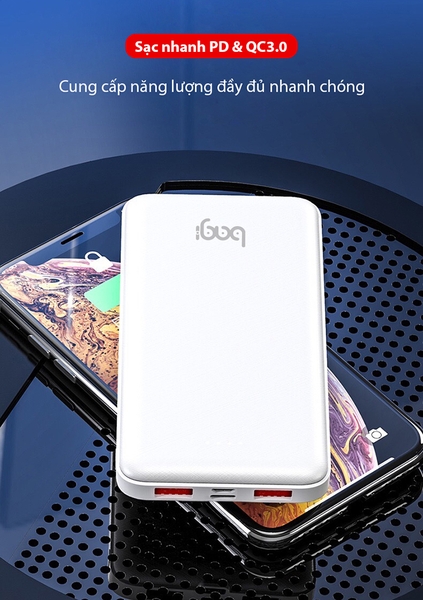 Pin sạc dự phòng nhanh Bagi 10.000mAh P2