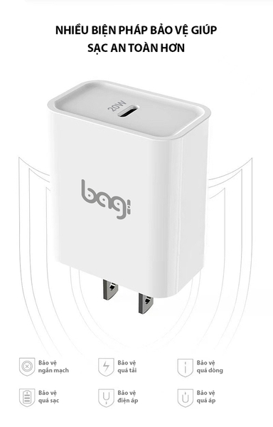 Củ sạc nhanh Bagi chuẩn PD 20W PD20n