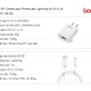Combo củ sạc Bagi 5V-2A dây Lightning dài 1m CB-I52