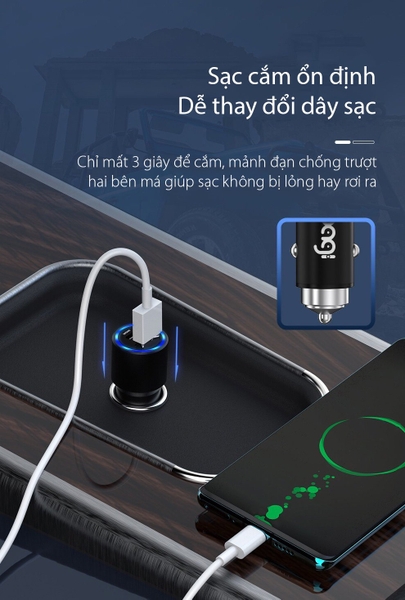 Củ sạc nhanh ôtô 2 cổng PD20W
