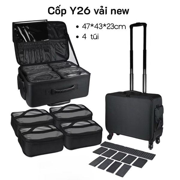 Cốp Kéo Trang Điểm Kèm 4 Túi - Vải
