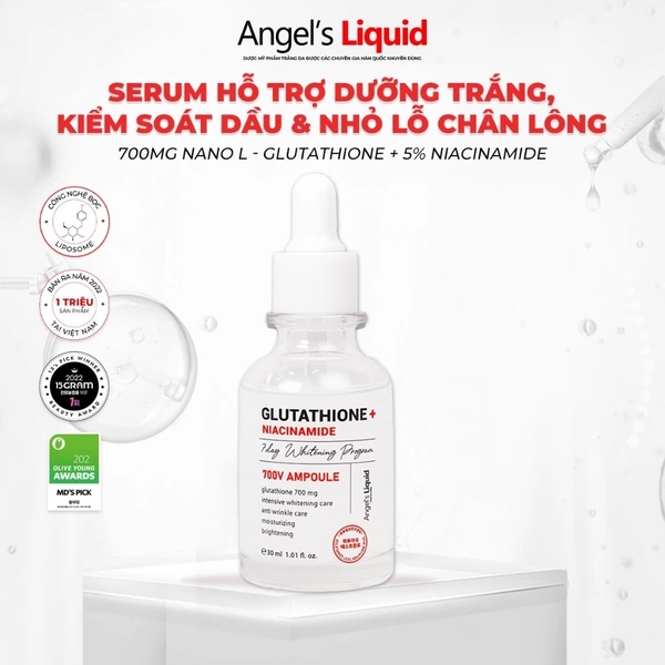 Serum Angel's Liquid Huyết Thanh Hỗ Trợ Dưỡng Trắng Da, Làm Mờ Thâm Nám Angel's Liquid Glutathione 700 V-Ampoule