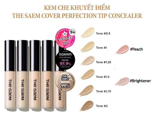 Che Khuyết Điểm The Saem Cover Perfection Tip Concealer SPF28/PA++ 6.5g