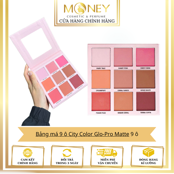 Bảng Má Hồng City Color 9 Ô Glo Pro Matte