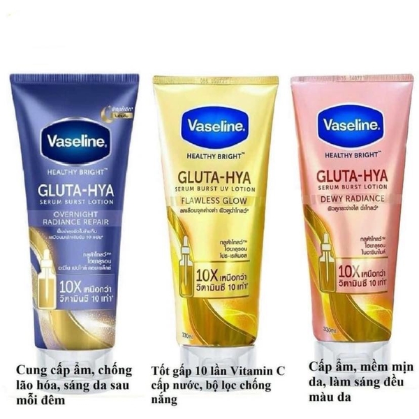 Sữa Dưỡng Thể  Vaseline Healthy Bright Gluta-Hya Serum Burst Lotion 330ml