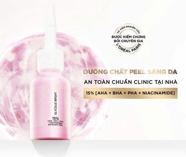 Peel da Loreal hồng Glycolic Bright Exfoliant Peel