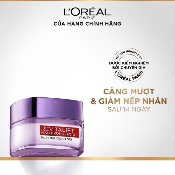 Kem Dưỡng Siêu Cấp Ẩm Căng Mượt Da Và Giảm Nếp Nhăn L'Oreal Paris Revitalift Hyaluronic Acid