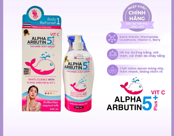 Sữa Dưỡng Thể Trắng Da Alpha Arbutin  Alpha 5Plus+ Collagen Princess BKK Skin