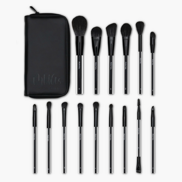 Bộ Cọ Cá Nhân MUAS Silk 15 Cây Đen Kèm Túi Chất Lông Mền Mịn