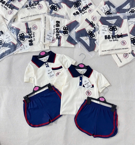 SET CỘC POLO PHỐI CỔ THAN VIỀN ĐỎ BÉ TRAI SẴN (SALE 59k)