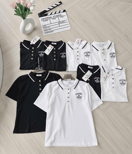 ÁO POLO CHANEL CỘC TAY CỔ BO CÚC ĐỒNG NỮ SẴN