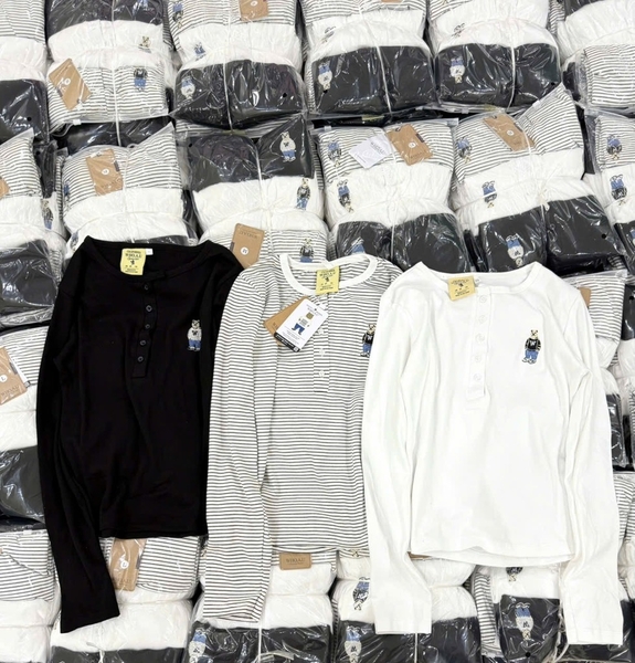 COMBO 3 ÁO THUN ZIP THÊU GẤU DÀI TAY NỮ THU ĐÔNG