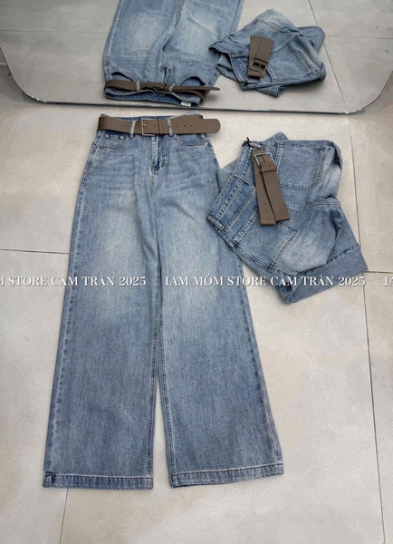 QUẦN JEAN NỮ SUÔNG TÚI VUÔNG MÀU XANH SẴN (xả 89k)