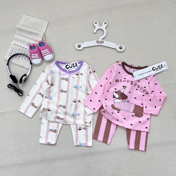 SET 2 BỘ DÀI TÍM HAPPY PUPPY CHO BÉ GÁI