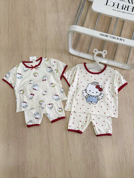SET 2 BỘ KITTY PHỐI VIỀN ĐỎ CHO BÉ GÁI