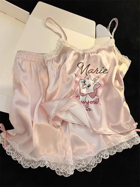 BỘ NGỦ LỤA CỘC 2S SIÊU CƯNG HÌNH MÈO NỮ SẴN