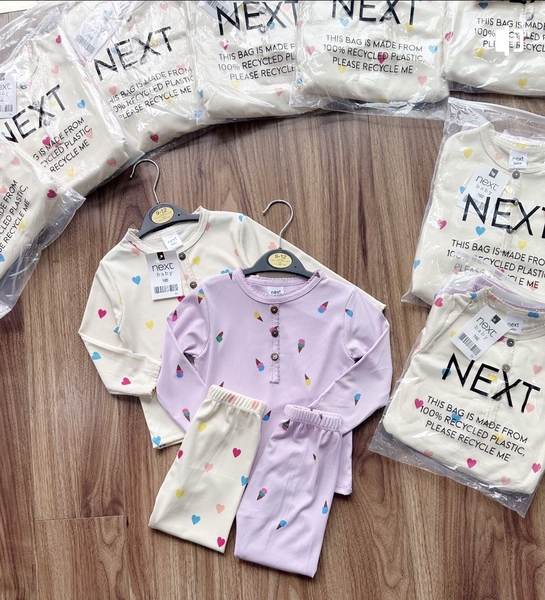 SET 2 BỘ DÀI BÉ GÁI LEN TĂM KEM TIM TÍM BE SẴN