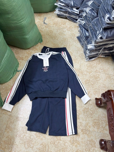 BỘ DÀI NỈ 2 DA XANH THAN SỌC KẺ NỮ THU ĐÔNG