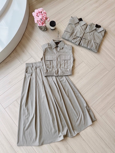 SET CHÂN VÁY LY TÚI HỘP CHUN GẤU NỮ SẴN
