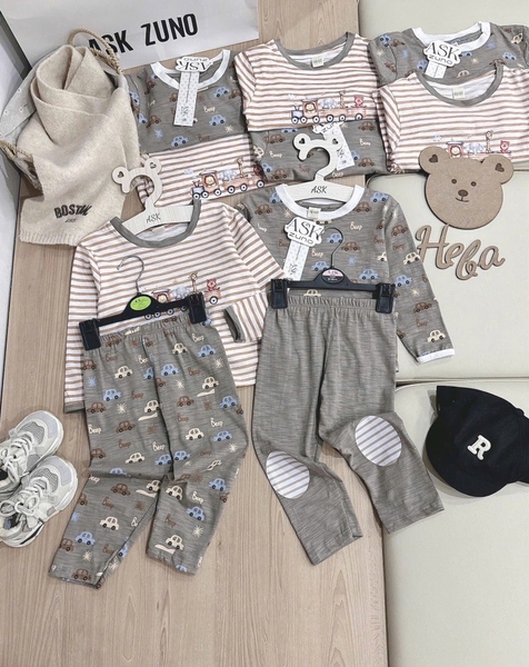 SET 2 BỘ DÀI Ô TÔ CHẤT XƯỢC TONE RÊU KẺ BÉ TRAI