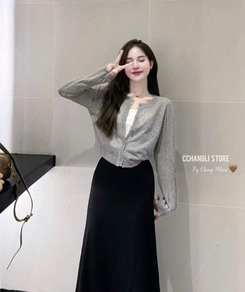 SET ÁO CARDIGAN HOA MIX CVAY NỮ THU ĐÔNG