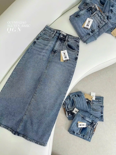 CHÂN VÁY JEAN NỮ WHOAU XẺ SAU DÁNG DÀI SẴN(SALE 149k)