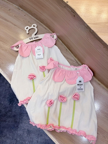 VÁY SUÔNG ĐŨI HOA HỒNG BÉ GÁI (XẢ 57k)