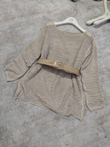 ÁO LƯỚI TRỄ VAI NÂU NỮ