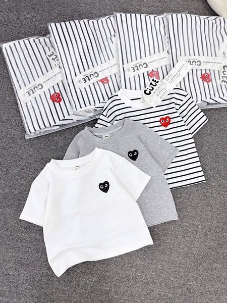 SET 3 ÁO COTTON THÊU TIM CHO BÉ TRAI XUẤT XỊN NEW 2025