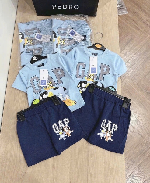 BỘ CHÓ CỨU HỘ G.A.P XANH TRỜI QUẦN SHORT XANH THAN CHO BÉ TRAI SẴN