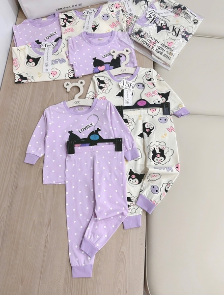 SET 2 BỘ DÀI TÍM CHẤM BI KURUMI BÉ GÁI