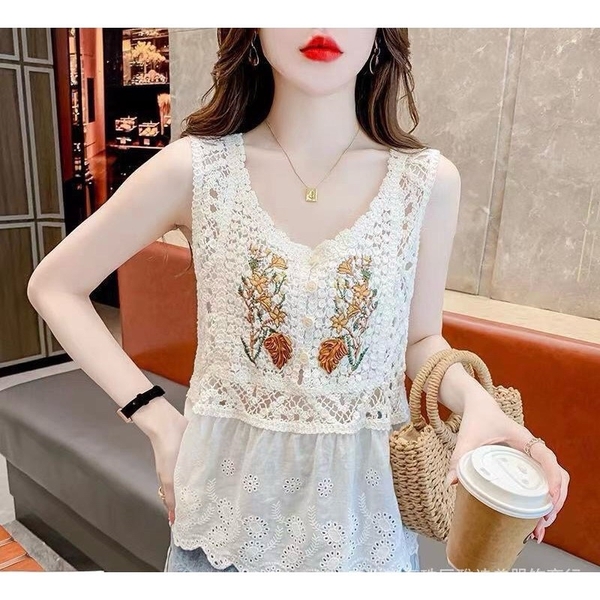 ÁO NỮ REN LƯỚI PHỐI HOA QCCC SẴN (XẢ 69k)