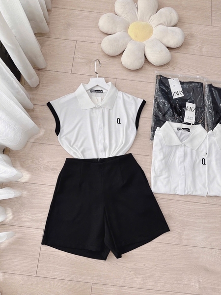 SET ÁO THÊU QUẦN THIẾT KẾ VẠT LI TRƯỚC NỮ SẴN