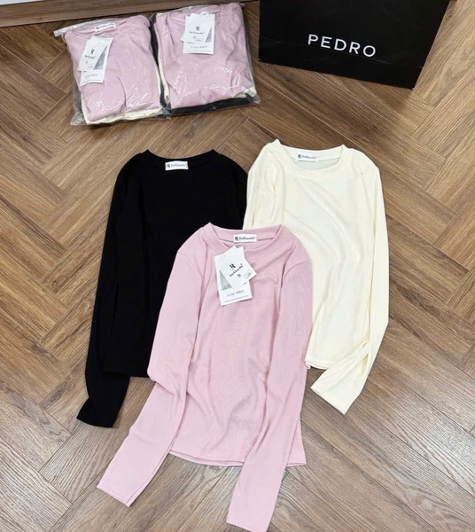 SET 3 ÁO DÀI TAY CỔ TRÒN TRƠN ĐEN BE HỒNG NỮ THU ĐÔNG SẴN
