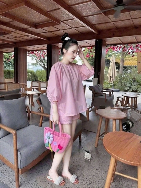 SET HỒNG TAY BỒNG QUẦN ĐÙI NỮ