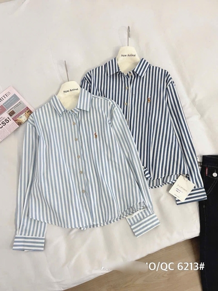 ÁO SƠ MI KẺ THÊU NGỰA DÀI TAY NỮ (SALE 69k)